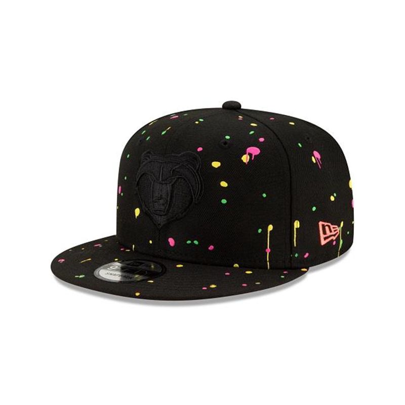 NBA Memphis Grizzlies Neon Splatter 9Fifty Snapback (TAK7666) - Black New Era Caps